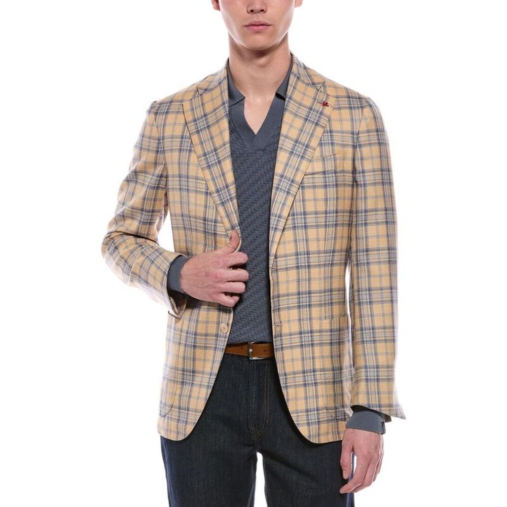 Isaia Mens Cashmere-Blend Jacket, Brown